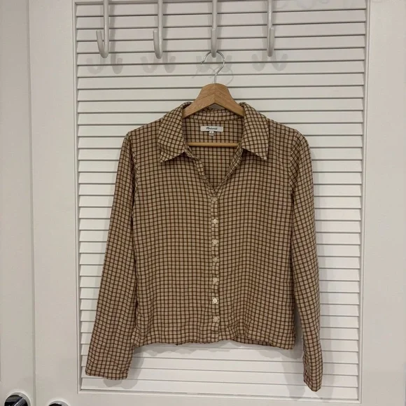 Madewell Crinkle Slim Button-Up Shirt in Plaid - Picture 4 of 6